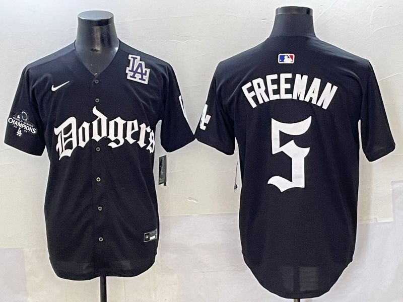 Men 2025 Los Angeles Dodgers #5 Freeman Black Seventh generation Joint Name Nike MLB Jersey style 9->los angeles dodgers->MLB Jersey